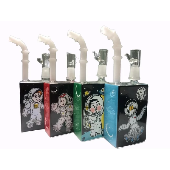 Üveg Bong Pipa 20cm Foszforeszkálós Mintával